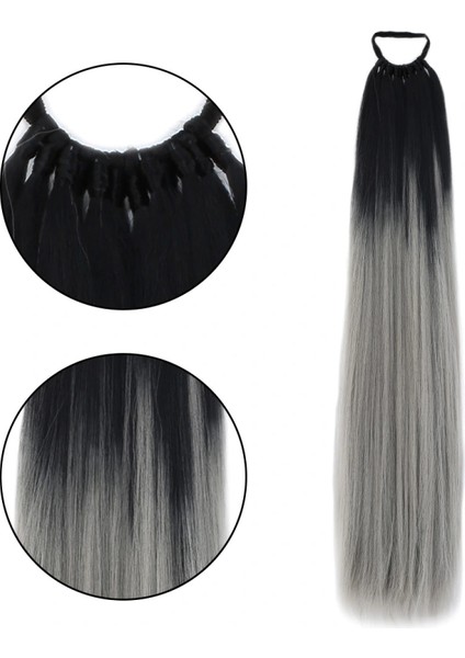 Lastik Tokalı At Kuyruğu Düz - Siyah / Gri Ombre fiyatları