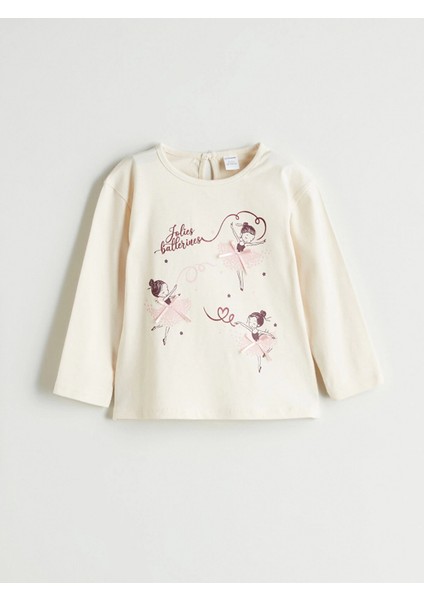 Lcw Kids Bej Bisiklet Yaka Baskılı Kız Çocuk Tişört fiyatları