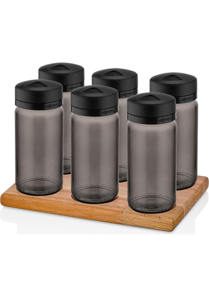 6'lı Baharatlık Seti, Ahşap Stand ile Şık ve Kullanışlı Dekorasyon Parçası