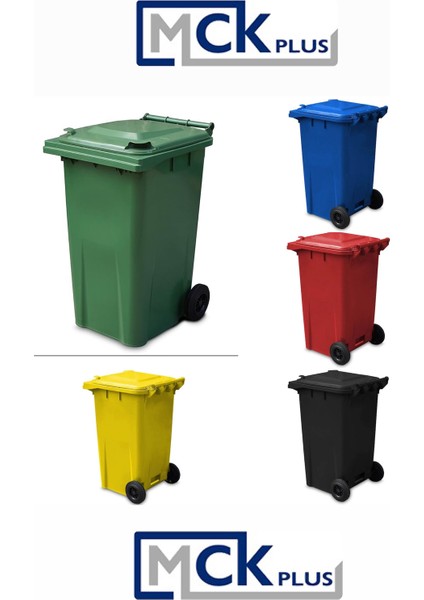 Akmex 5 Adet Tüm Renkler Plastik Çöp Konteyneri Çöp Kovası 240 Lt Isıya Karşı Dayanıklı