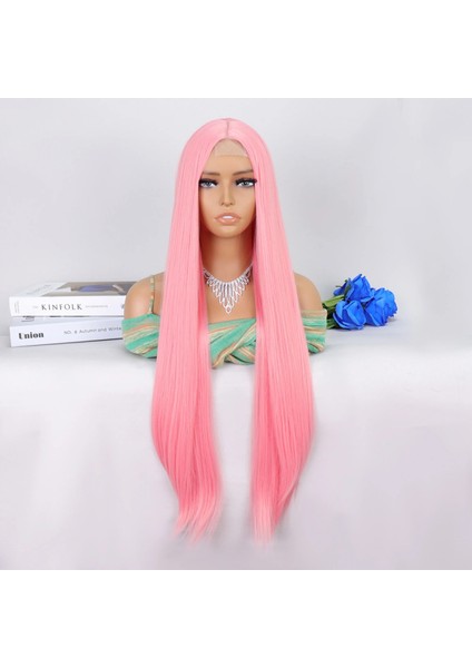 Şeker Pembesi Ekstra Uzun Tül Peruk