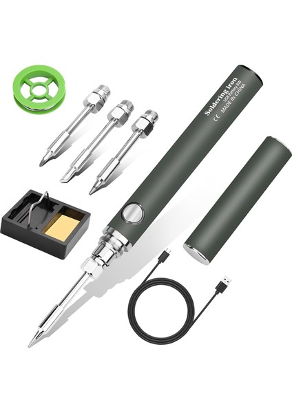 Kablosuz Lehimleme Demir Kiti USB Şarj Edilebilir Kablosuz Lehimleme Demir 3 Sıcaklık Ayarı Lehimleme Demir - Gri (Yurt Dışından)