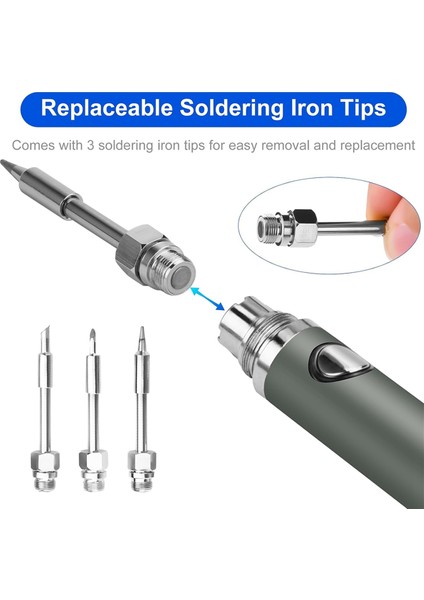 Kablosuz Lehimleme Demir Kiti USB Şarj Edilebilir Kablosuz Lehimleme Demir 3 Sıcaklık Ayarı Lehimleme Demir - Gri (Yurt Dışından) indirimleri
