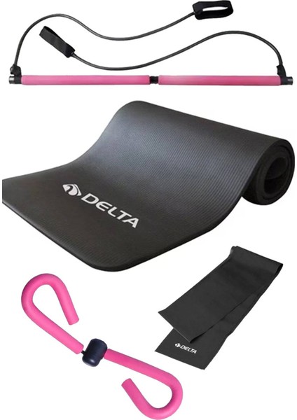 Pilates Seti – Jimnastik Çubuğu Kalın 15 mm Kaymaz Mat Direnç Pilates Bandı Kelebek Alet