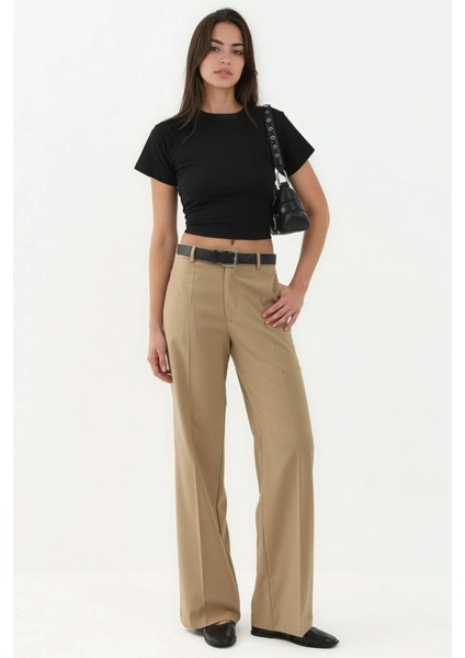 Kadın Viskon Karışımlı Straight Leg Pantolon Natural fiyatları