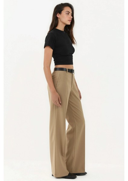 Kadın Viskon Karışımlı Straight Leg Pantolon Natural modelleri