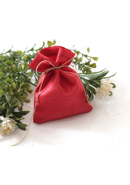 Kırmızı Simli Kumaş Kese, 10X15 cm 10 Adet fiyatları