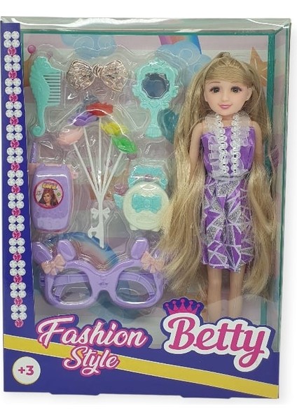 Güzellik Seti 7 Parça Aksesuarlı Bebek Seti - Mor