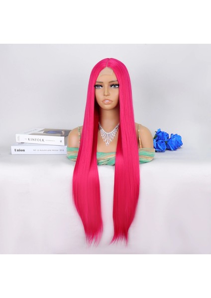 Koyu Pembe Ekstra Uzun Tül Peruk modelleri