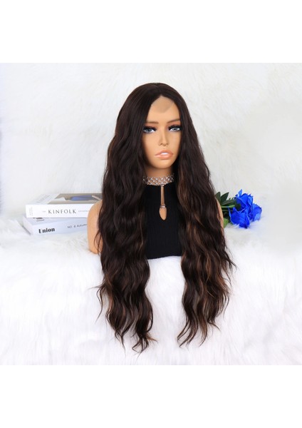 Kahverengi Karamel Işıltılı Su Dalgalı Fiber Sentetik Tül Peruk fiyatları