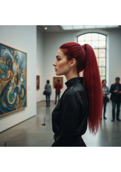 Lastik Tokalı At Kuyruğu Düz - Kızıl