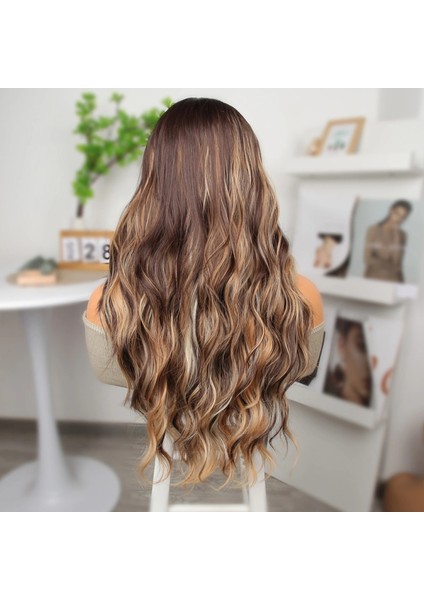 Kahverengi Platin ve Balköpüğü Işıltılı Dalgalı Tül Peruk fırsatları