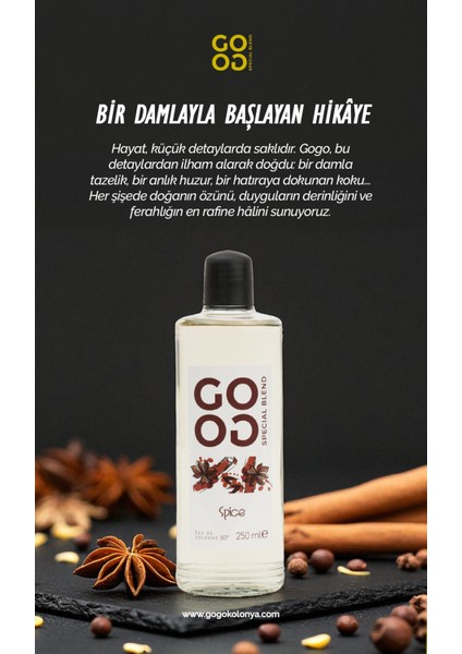 Gogo Spice Kolonya 250ML Cam Şişe - 15 Adet modelleri