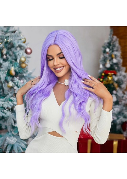 Su Dalgalı Açık Mor Tül Peruk fiyatları