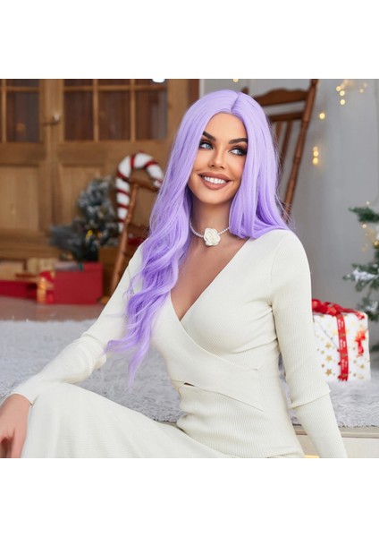 Su Dalgalı Açık Mor Tül Peruk fırsatları