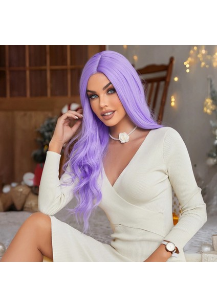 Su Dalgalı Açık Mor Tül Peruk indirimleri