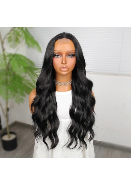 Koyu Siyah Su Dalgalı Fiber Sentetik Tül Peruk fiyatları
