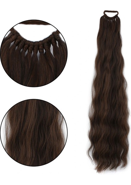 Lastik Tokalı At Kuyruğu Su Dalgalı - Kahve Karamel fiyatları