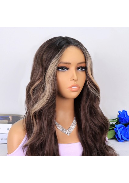 Uzun Kumral Balköpüğü Işıltılı Su Dalgalı Tül Peruk indirimleri