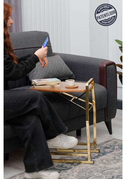 Dali Serisi 1 Adet Beyaz Mermer Desen Katlanabilir Mdf C Sehpa Yan Sehpa Gold Kaplama Metal Ayak fırsatları