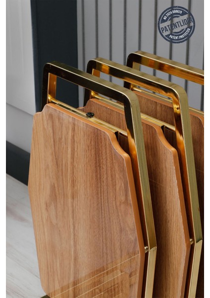 Dali Serisi 1 Adet Beyaz Mermer Desen Katlanabilir Mdf C Sehpa Yan Sehpa Gold Kaplama Metal Ayak indirimleri