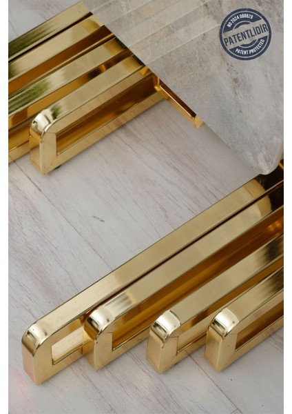 Dali Serisi 1 Adet Beyaz Mermer Desen Katlanabilir Mdf C Sehpa Yan Sehpa Gold Kaplama Metal Ayak fiyatları