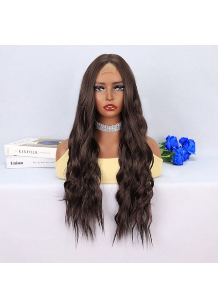Koyu Kumral Dalgalı Uzun Tül Peruk