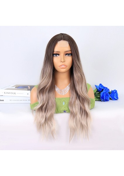 Rus Kumralı Beyaz Platin Ombre ve Röfleli Tül Peruk