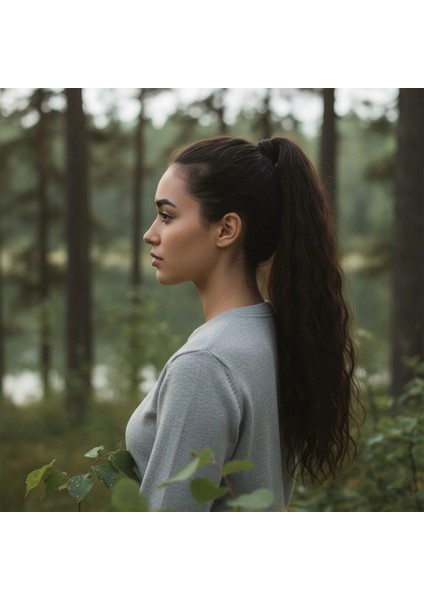 Lastik Tokalı At Kuyruğu Su Dalgalı - Kızıl Kahve