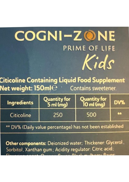 Cognizone Kids Sitikolin Içeren Sıvı Takviye Edici Gıda 3 Adet fiyatları