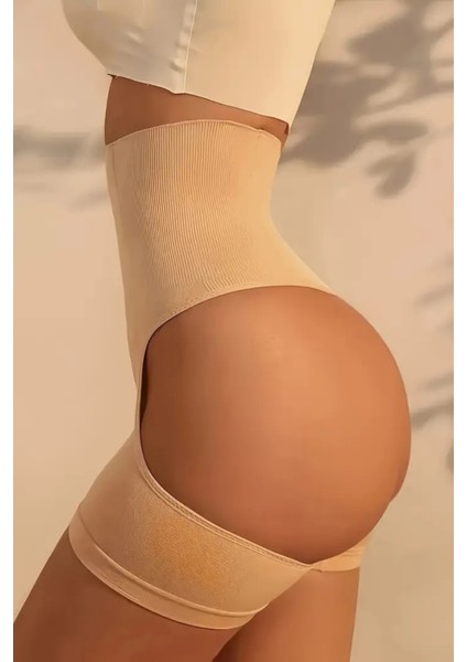 Kadın Yüksek Bel Şekillendirici Şort – Karın Toparlayıcı & Kalça Kaldırıcı, Dikişsiz Örme Kumaş, Orta Destek, Asimetrik Tasarım indirimleri