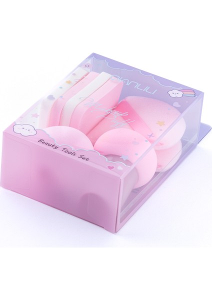 8li Makyaj Süngeri Seti (Fondöten, Kapatıcı, Pudra Uygulama) Pembe