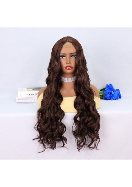 Kahverengi Dalgalı Uzun Tül Peruk
