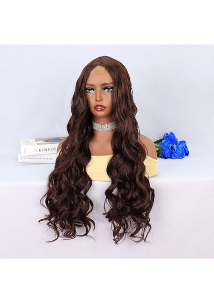 Kahverengi Dalgalı Uzun Tül Peruk modelleri