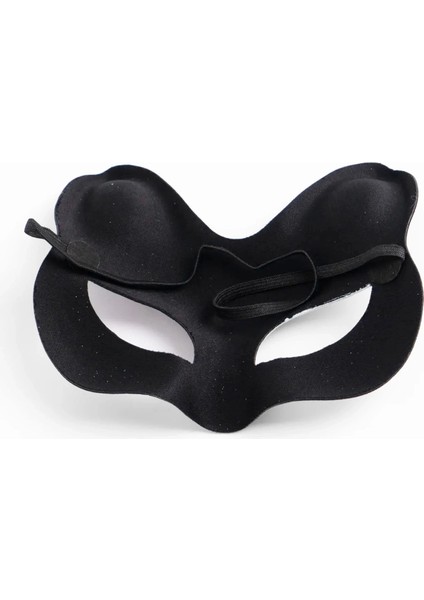 Siyah Renk Süet Kaplama Üzeri Gümüş Mavi Simli Kedi Maskesi 17X14 cm modelleri