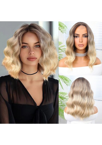 Kumral / Dore Sarı Röfleli Küt Tül Peruk