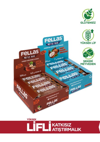 Meyve Bar 40 G Süper Ikili Kutu 24 Adet - Hind.cevizi &chia x 12 Adet + Karışık Kuruyemişli x 12 Adet fırsatları