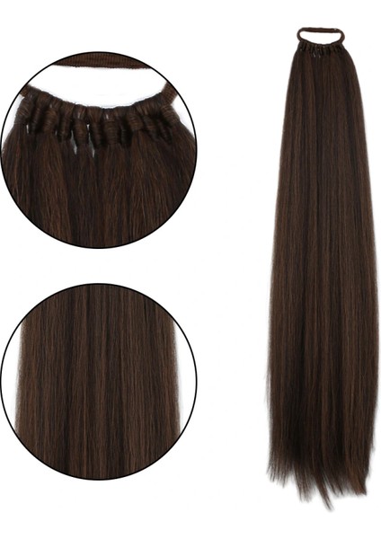 Lastik Tokalı At Kuyruğu Düz - Kahve Karamel fiyatları