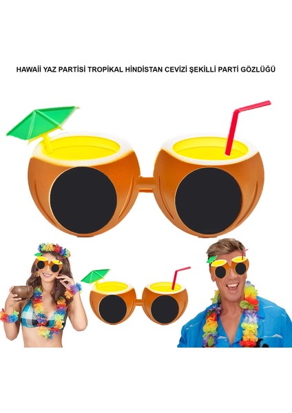 Hindistan Cevizi Tropikal Hawaii Yaza Merhaba Parti Gözlüğü