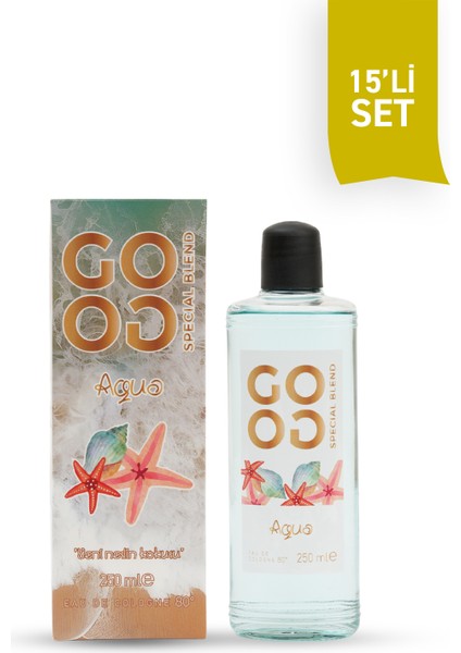 Gogo Aqua Kolonya 250ML Cam Şişe - 15 Adet
