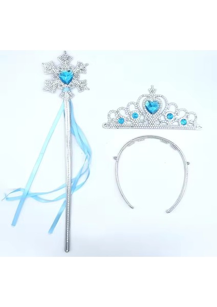 Karlar Ülkesi Elsa Mavi Kalp Tacı ve Kar Temalı Asa Seti indirimleri