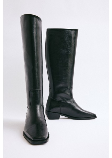 Çizme 2305 - Düz Binici Siyah Kadın Çizme modelleri