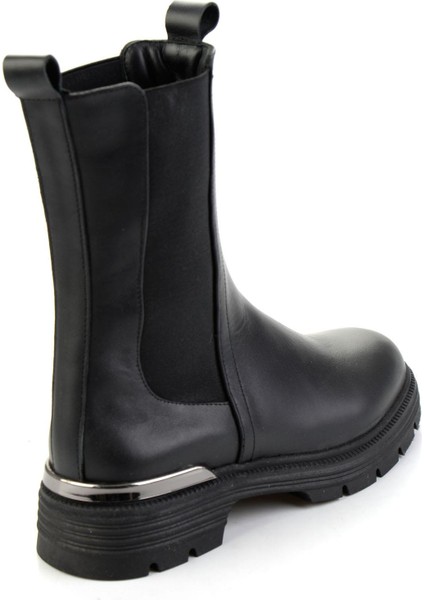 Siyah Hakiki Deri Kadın Bot & Bootie K02724250503 modelleri