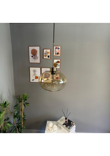 Solvia Cam Bal Rengi Tekli Avize Ince Eskitme Başlık Retro Sarkıt Lamba Salon Aydınlatma fiyatları
