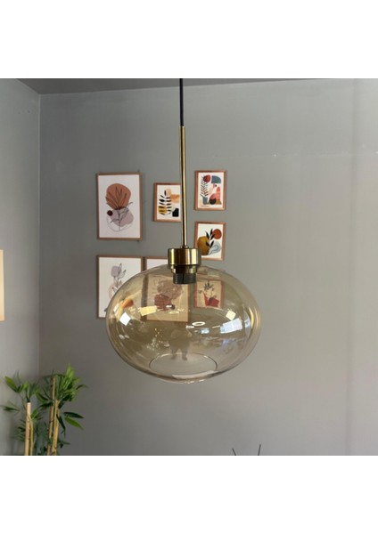 Solvia Cam Bal Rengi Tekli Avize Ince Eskitme Başlık Retro Sarkıt Lamba Salon Aydınlatma fırsatları