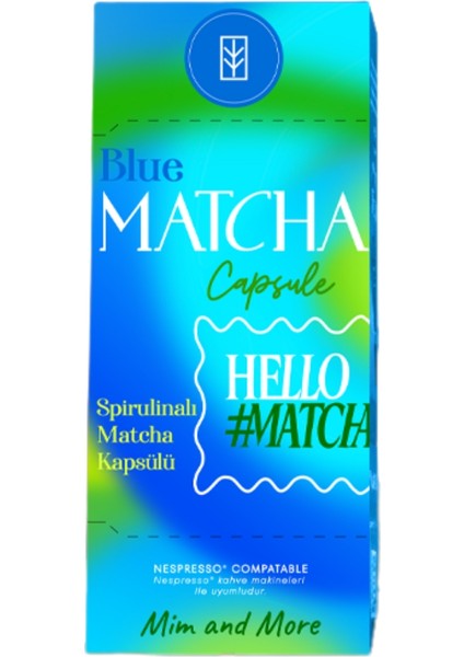 Blue Matcha Kapsül – Nespresso Uyumlu, Mavi Spirulina Superfood Matcha Tozu, 10'lu Paket