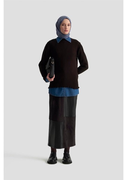 Fırfır Detaylı Kazak 25KD7007 Siyah fiyatları