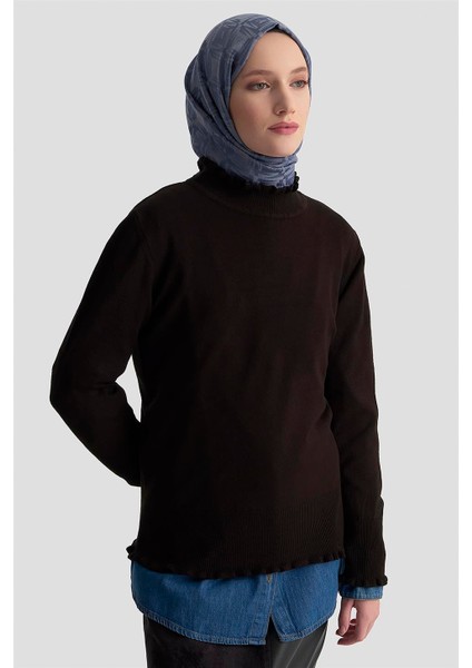 Fırfır Detaylı Kazak 25KD7007 Siyah fırsatları