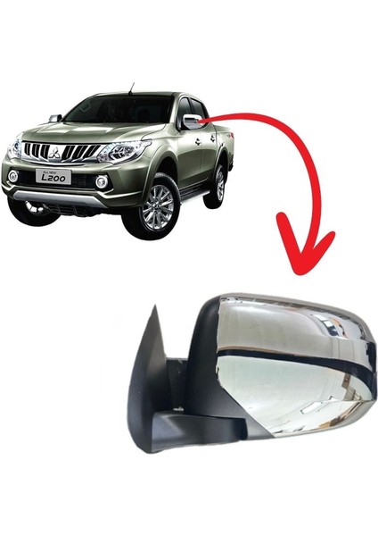 Mitsbshi L200 Dikiz Ayna Sol 2015-2018 Katlanır Krom 5 Fişli