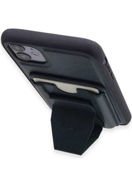 iPhone 11 Kılıf Hd Deri Luxury Magnet Kartvizitli Kapak - Koyu Yeşil modelleri
